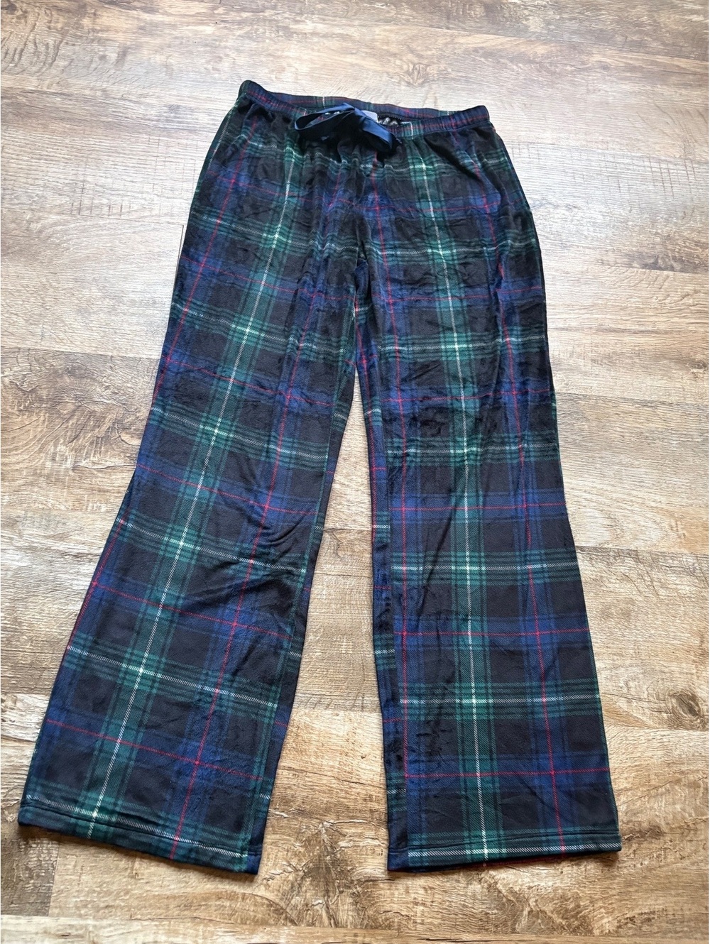 Stars Above Super Soft Women's Small Plaid Lounge Pants Green and Navy Blue